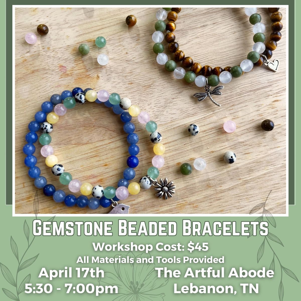 Gemstone Beaded Charm Bracelets Workshop at The Artful Abode