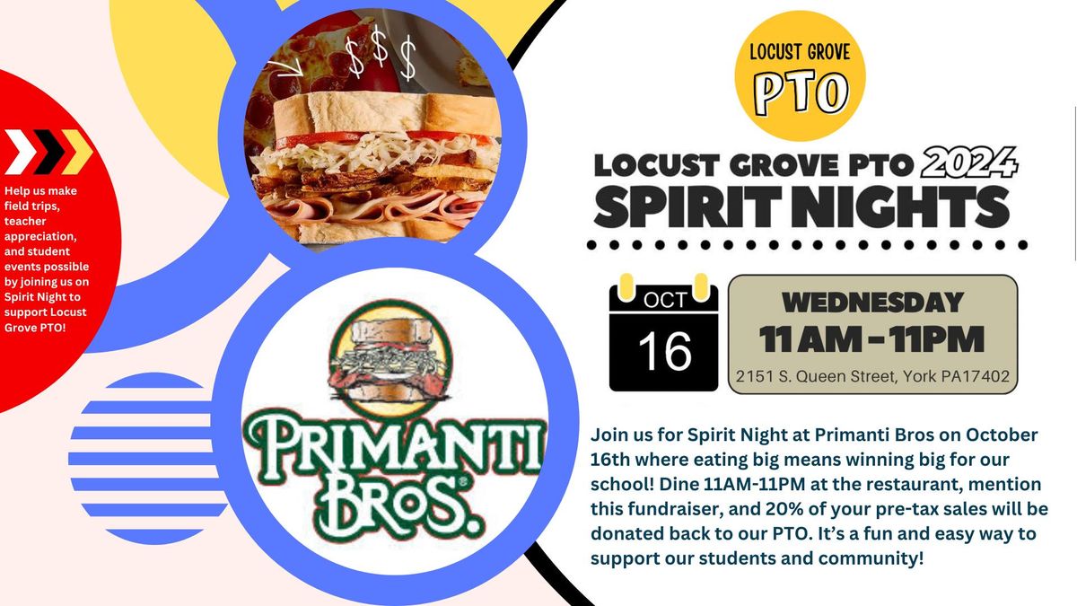 Locust Grove Spirit Night - Primanti Bros. (South Queen Street)