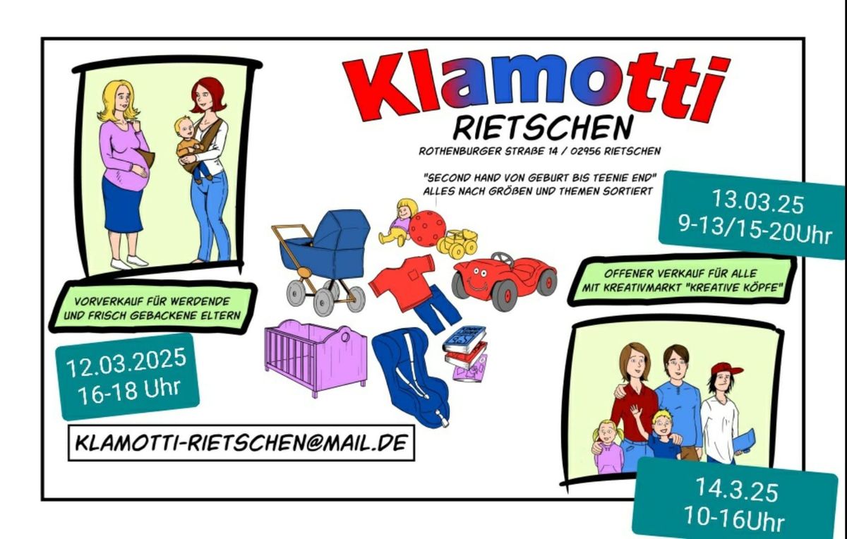 Klamotti Rietschen Fr\u00fchjahr 2025 offener Verkauf f\u00fcr alle 