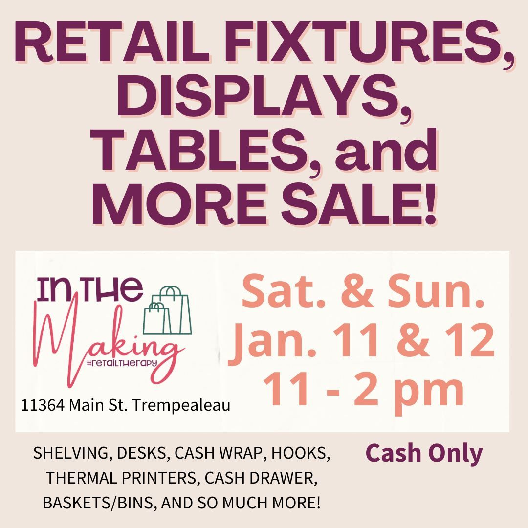 Retail Shop Fixtures, Supplies and More Sale!