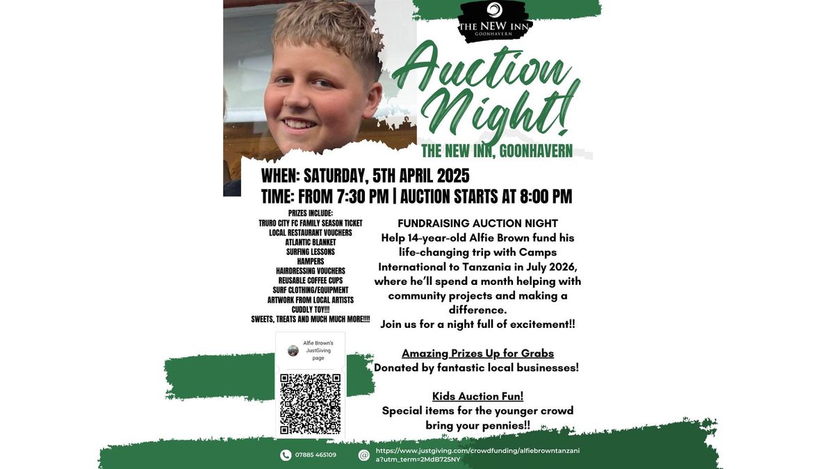 Alfie's Auction Night - Tanzania Fundraiser - Amazing Auction Lots