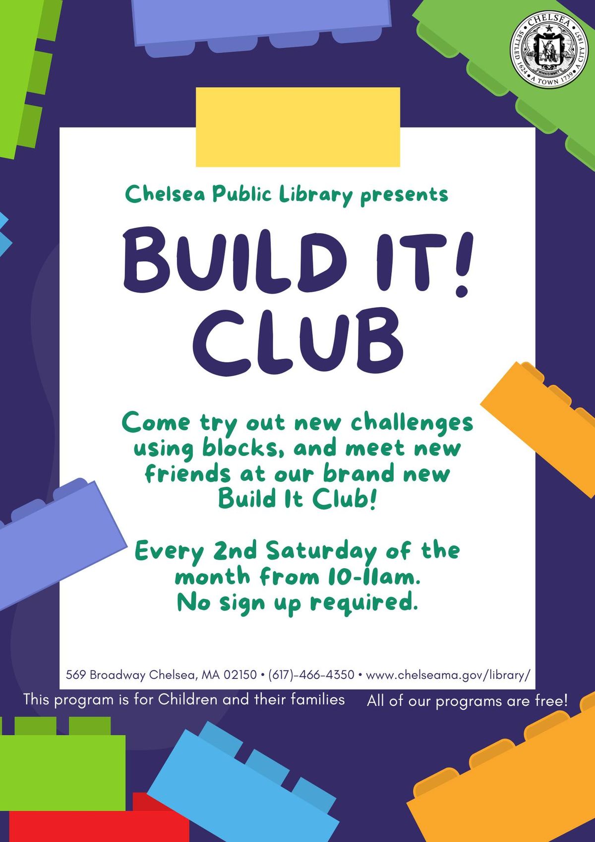 Build It Club - at the Chelsea Public Library 