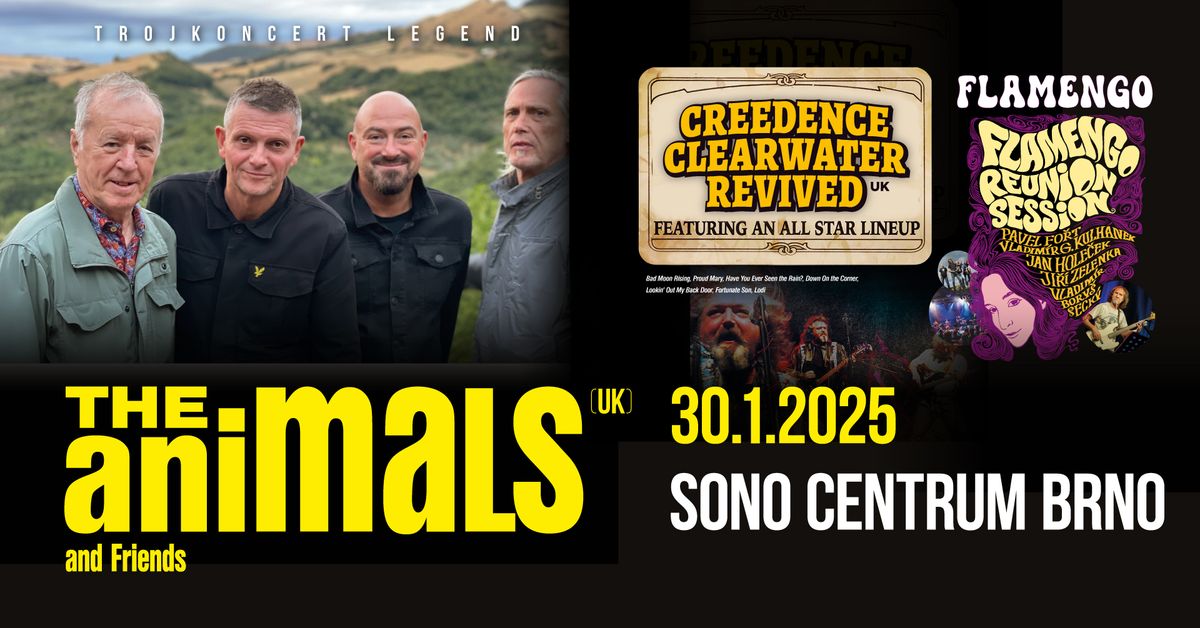 Trojkoncert legend: The Animals&Friends, CCR a Flamengo v Brn\u011b