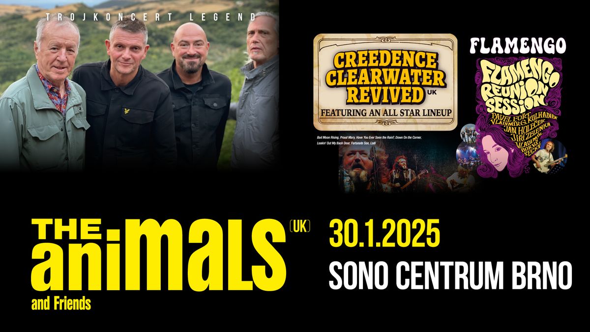 Trojkoncert legend: The Animals&Friends, CCR a Flamengo v Brn\u011b