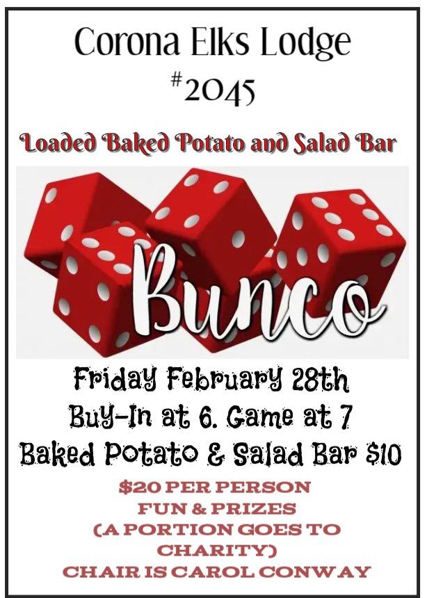 2\/28\/25 Friday Bunco & Loaded Baked Potato\/Salad Bar