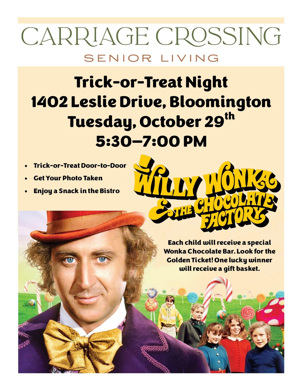 Trick or Treat at Carriage Crossing with Willy Wonka & The Chocolate Factory