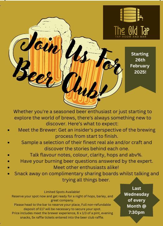 Beer Club at The Old Tap Beccles