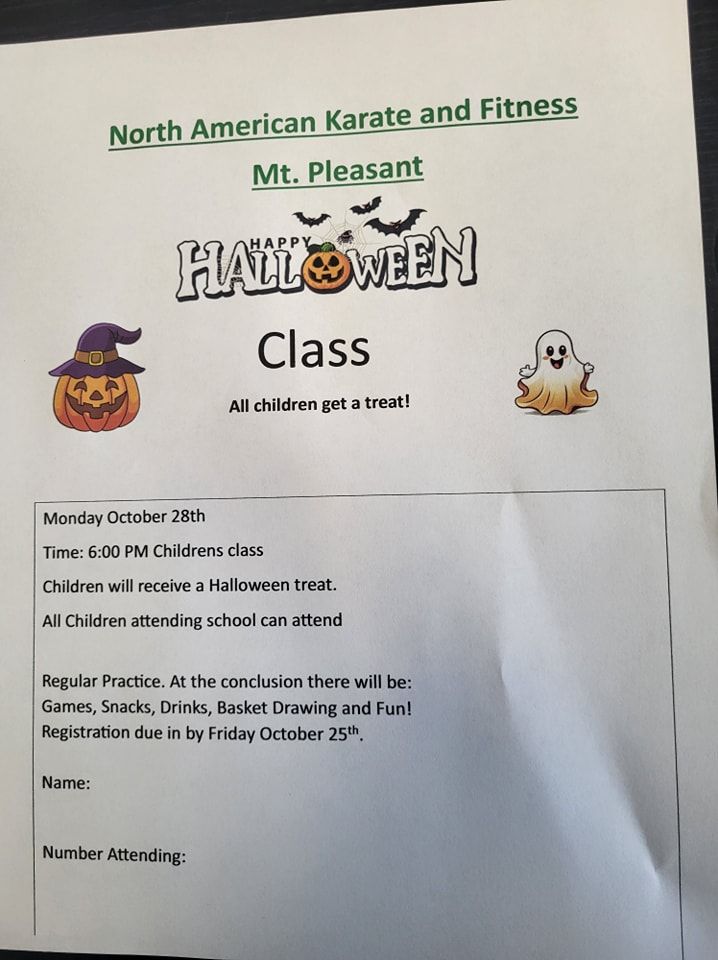 NAKF Mt. Pleasant Happy Halloween Class