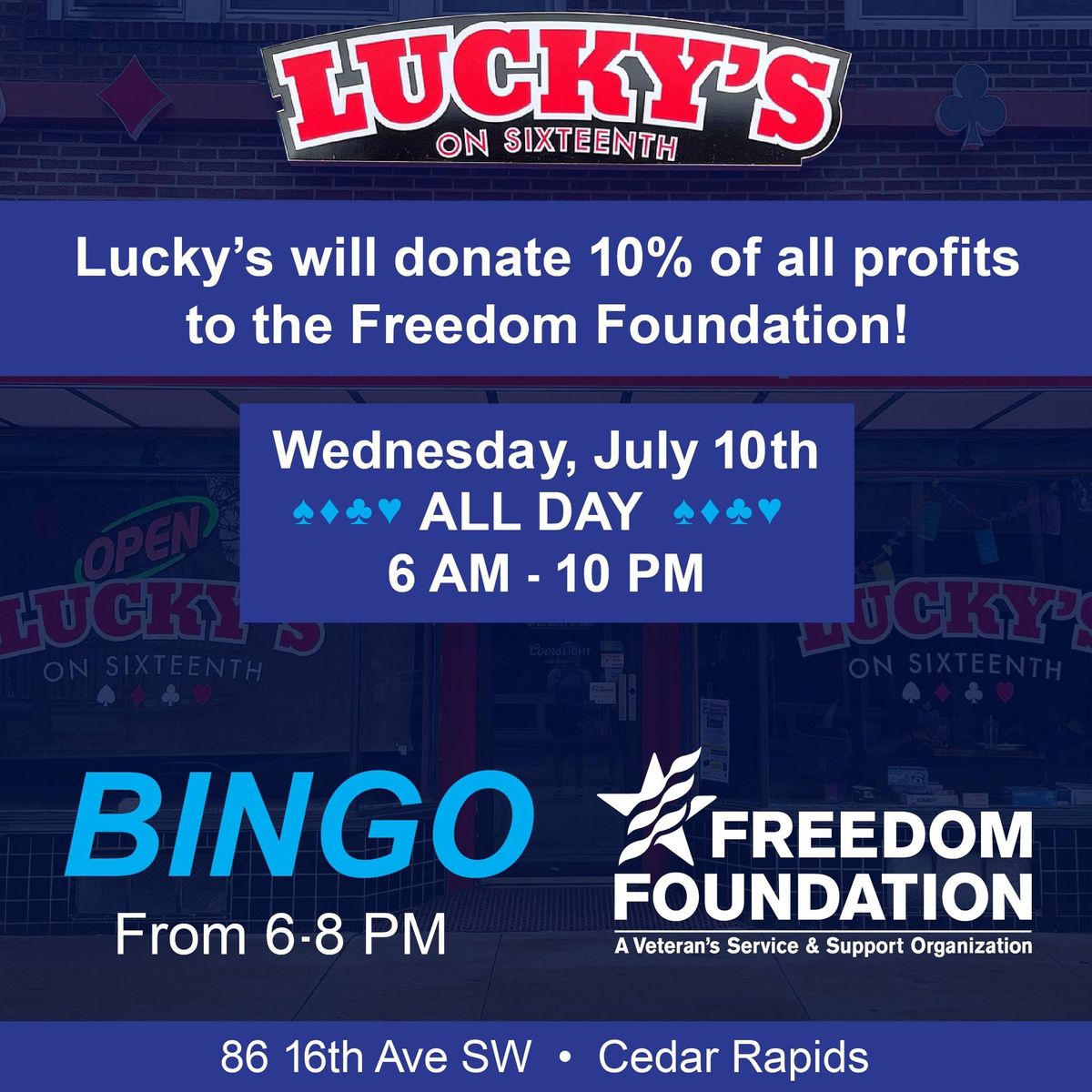 Freedom Foundation Day at Lucky\u2019s on 16th