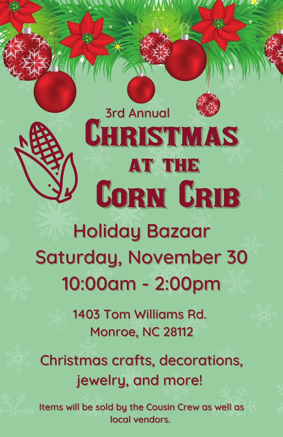 3rd Annual Christmas at the Corn Crib Bazaar