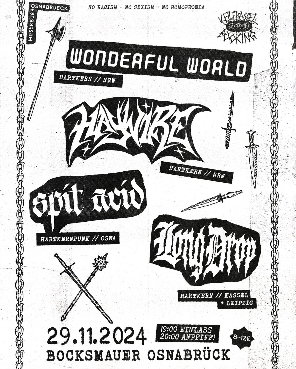 THE BOCKSMAUER Kellerassel Booking presents: Spit Acid | Long Drop | Haywire | Wonderful World 