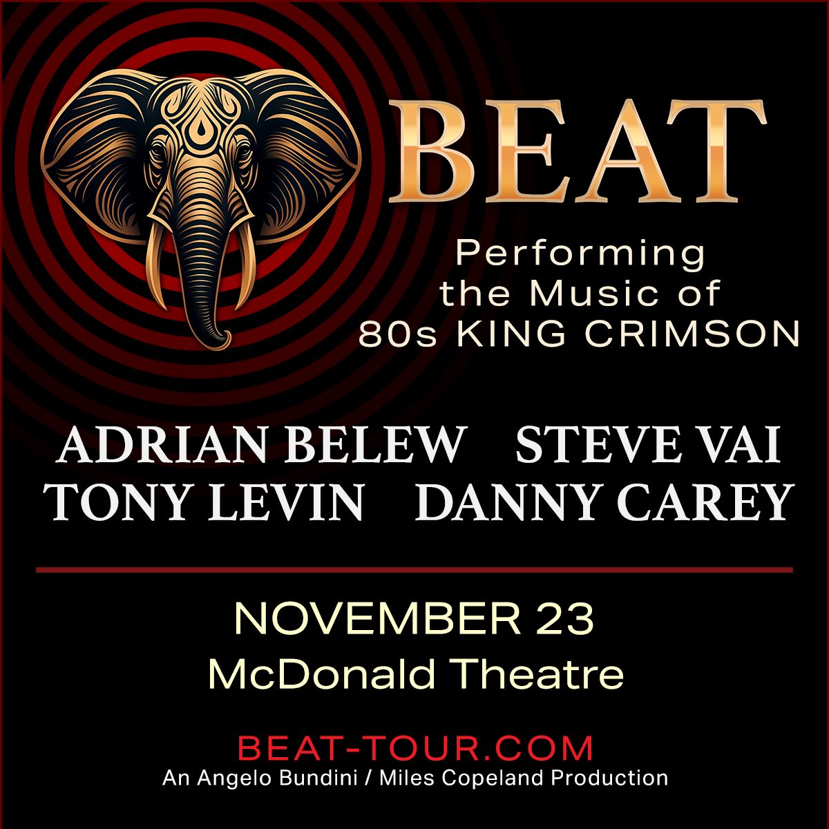 BEAT - Belew Vai Levin Carey at McDonald Theatre