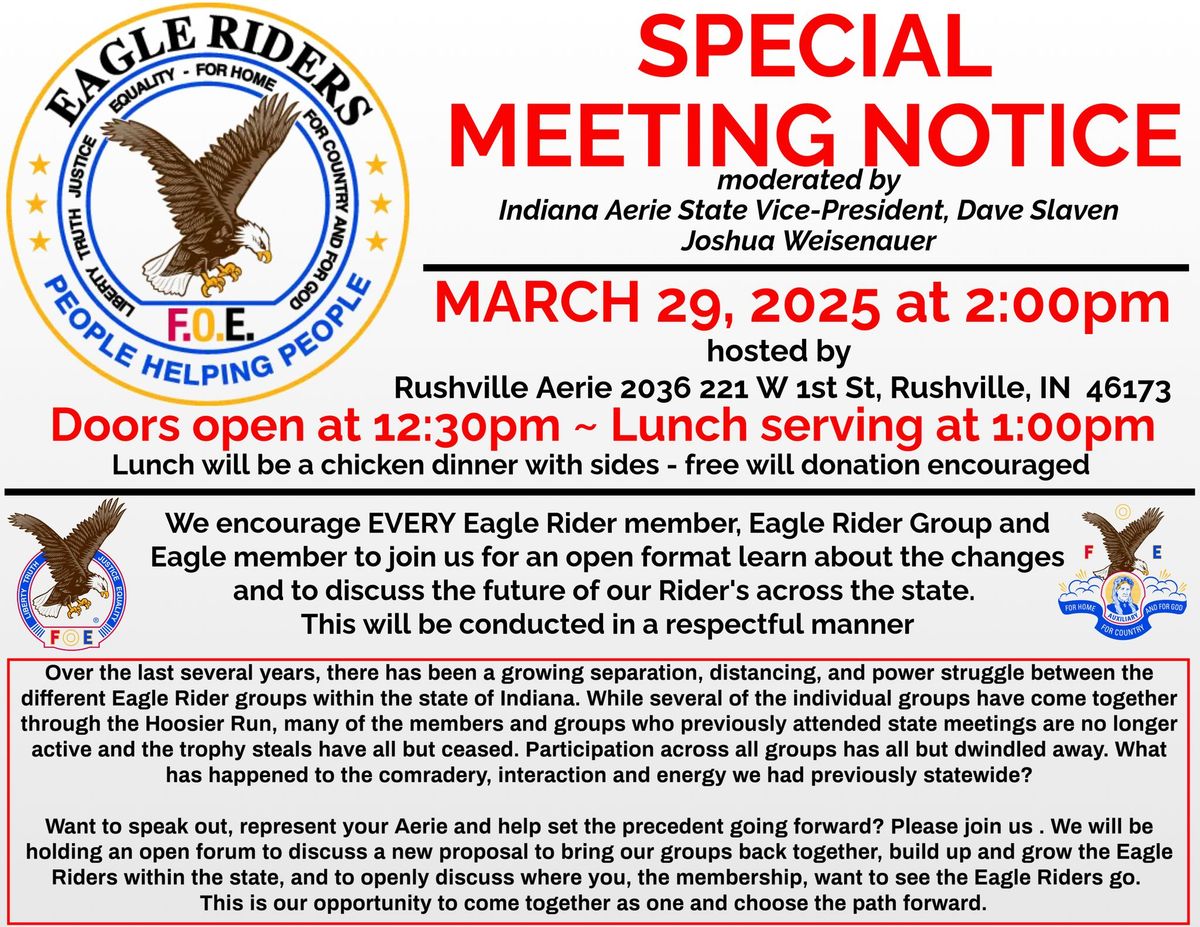 SPECIAL MEETING - Indiana Eagle Rider's