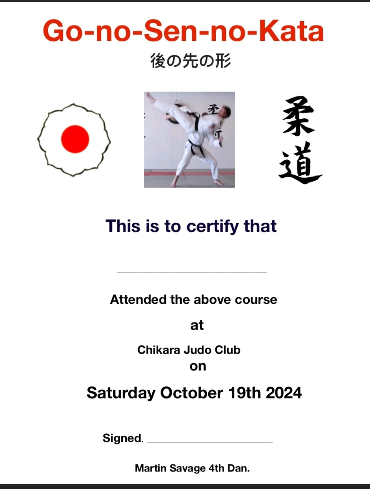 Go-no-Sen-no Kata course