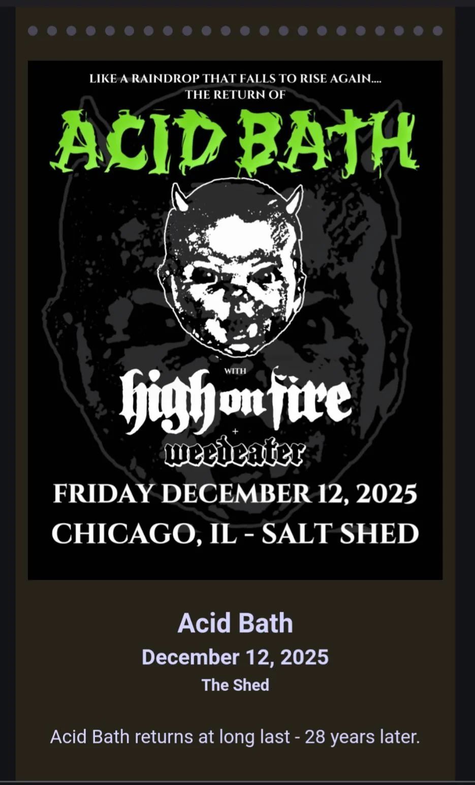 Acid Bath with High on Fire and Weedeater at Salt Shed - Indoor Shed