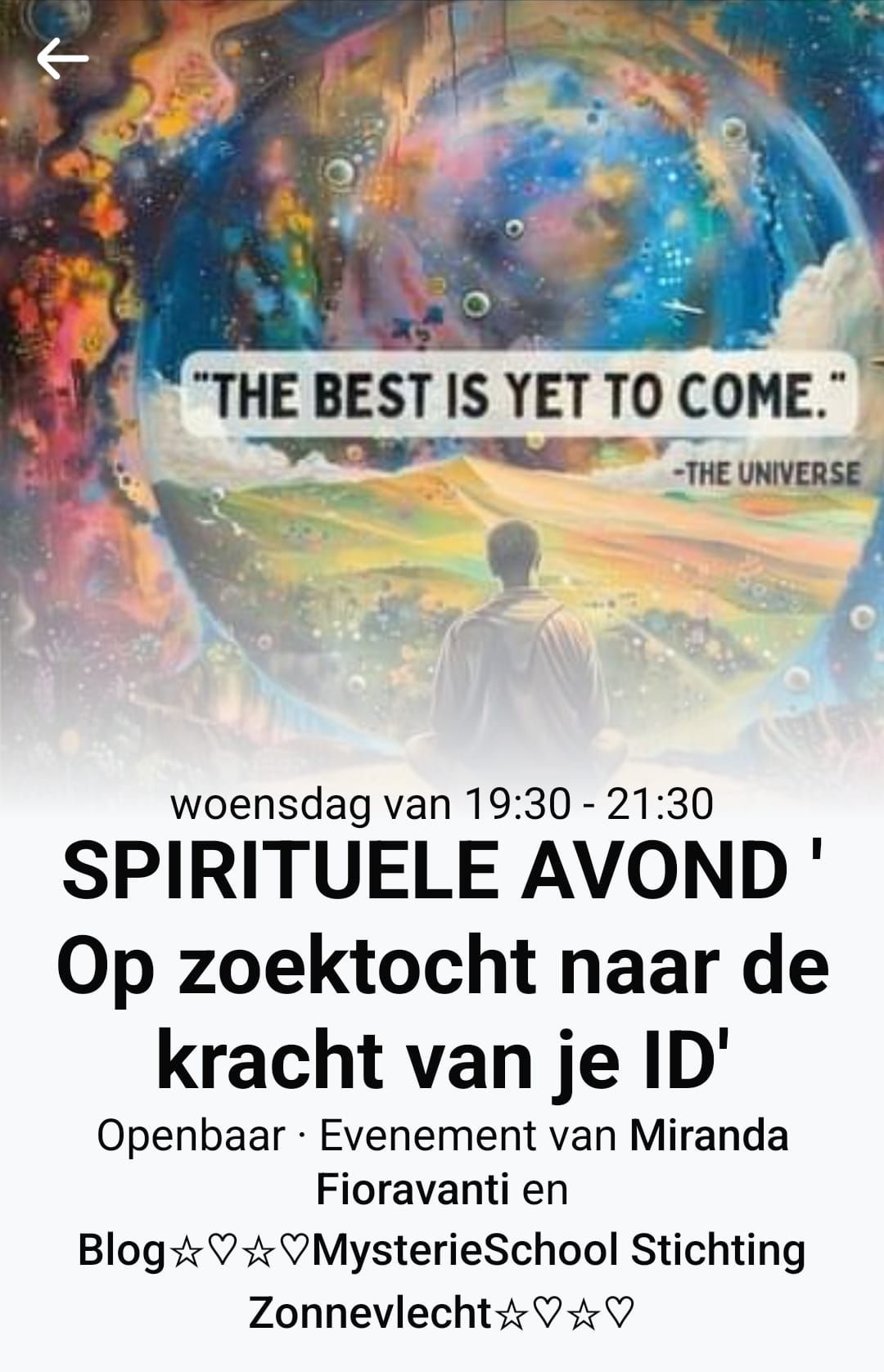 SPIRITUELE AVOND 'Op zoektocht naar de kracht van je ID