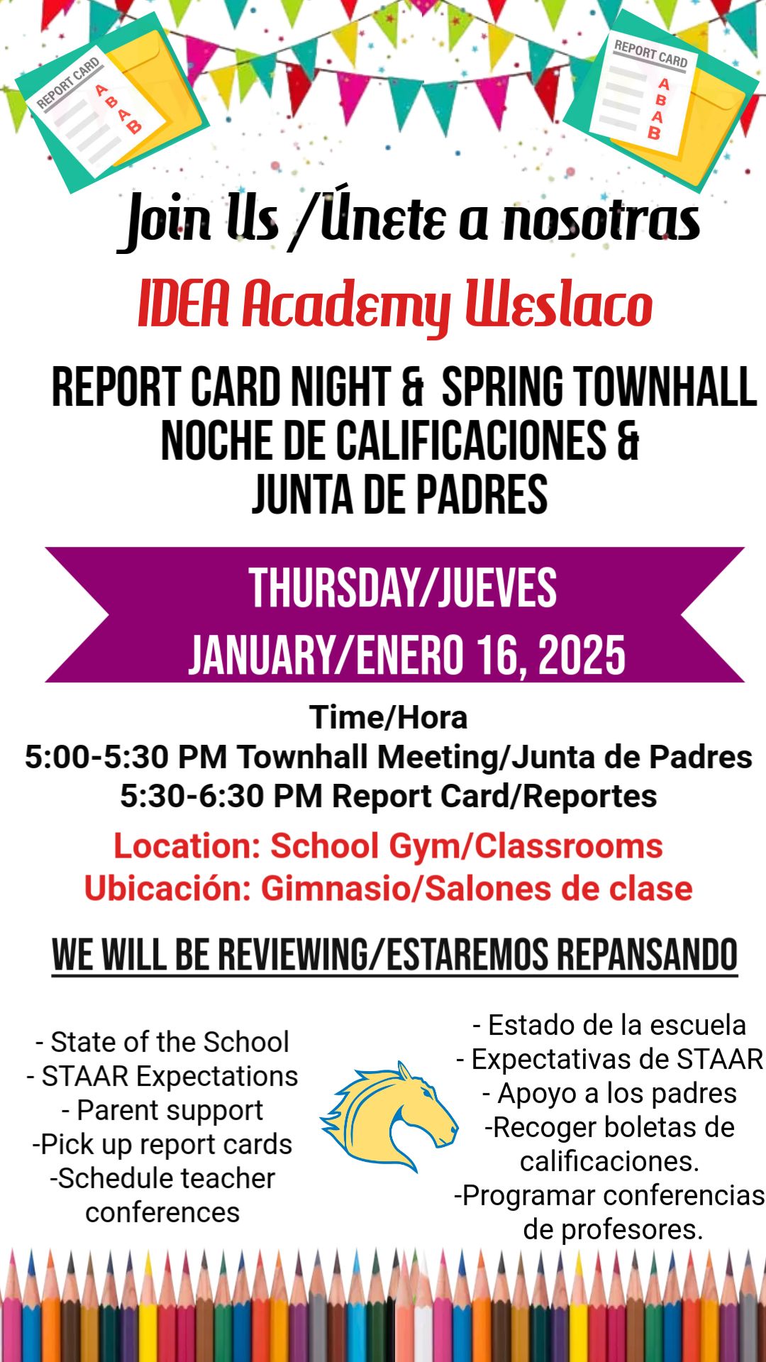 Townhall Meeting and Report Card Night (Grades K-5th)