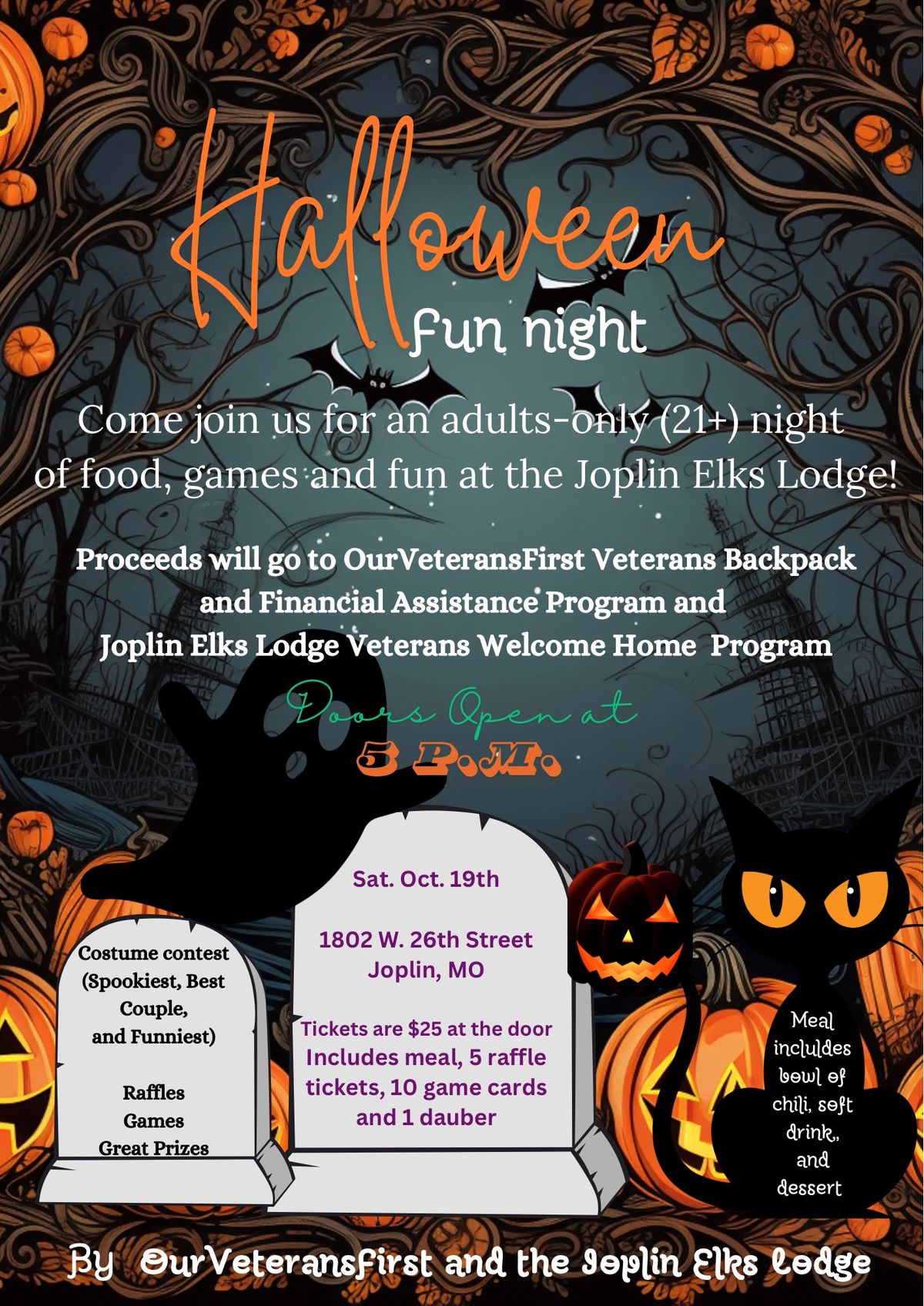 OurVeteransFirst' Halloween Fun Night 