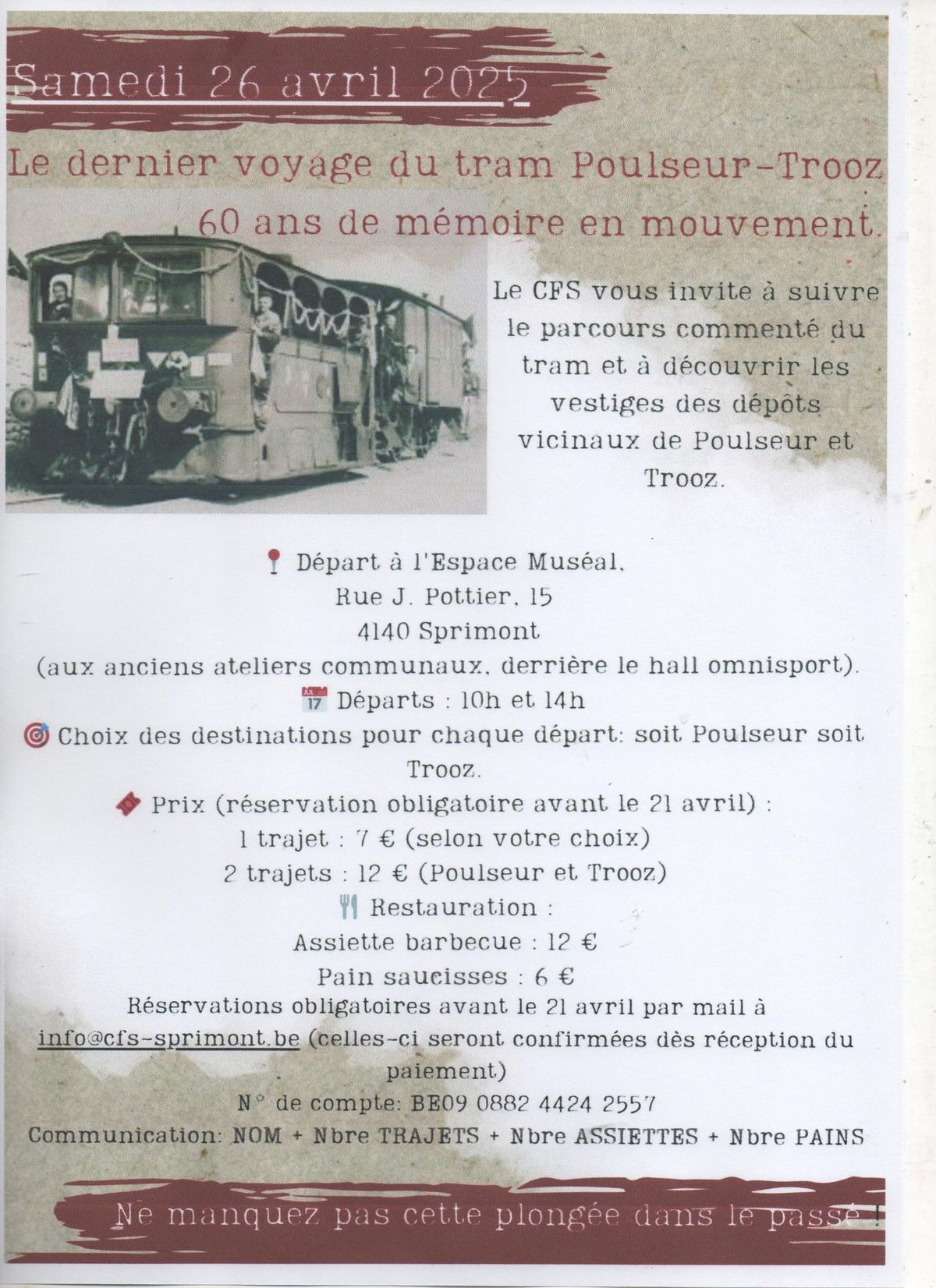 60 ans du dernier voyage du tram Poulseur-Sprimont-Trooz.