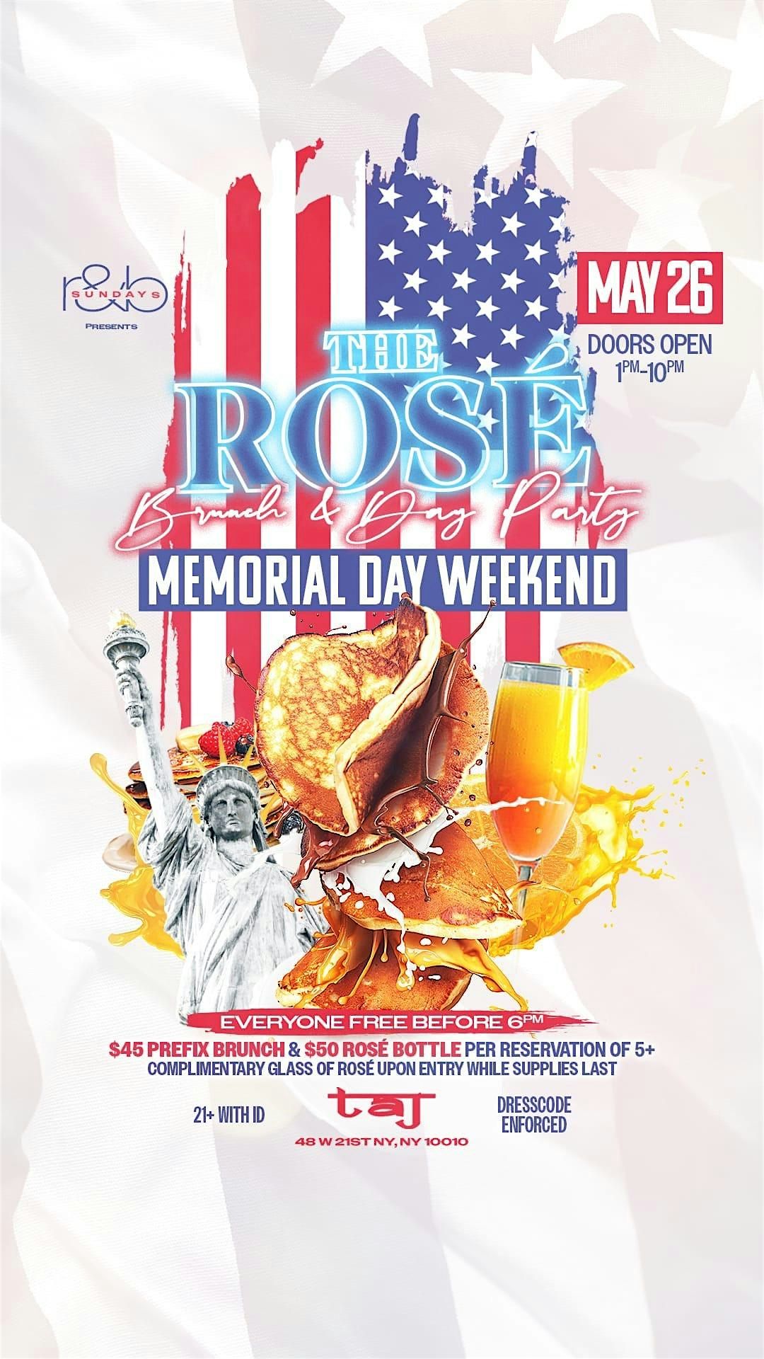 Sun. 05\/26: The Moet Rose Bottomless Brunch & Day Party Vibe @ TaJ NYC.