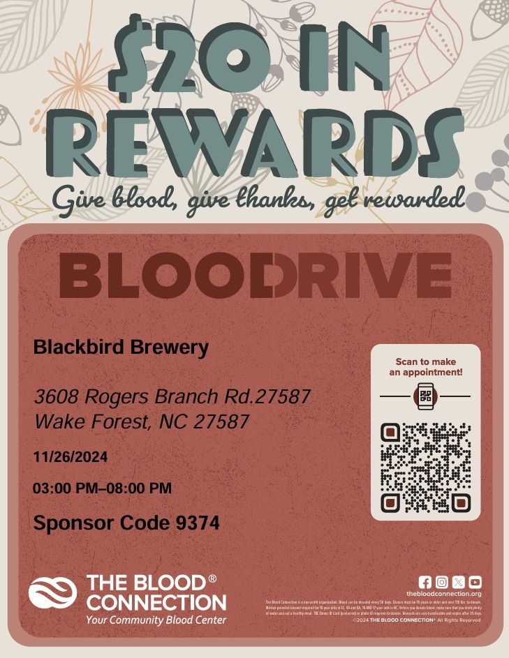 The Blood Connection Blood Drive at Blackbird Brewery 