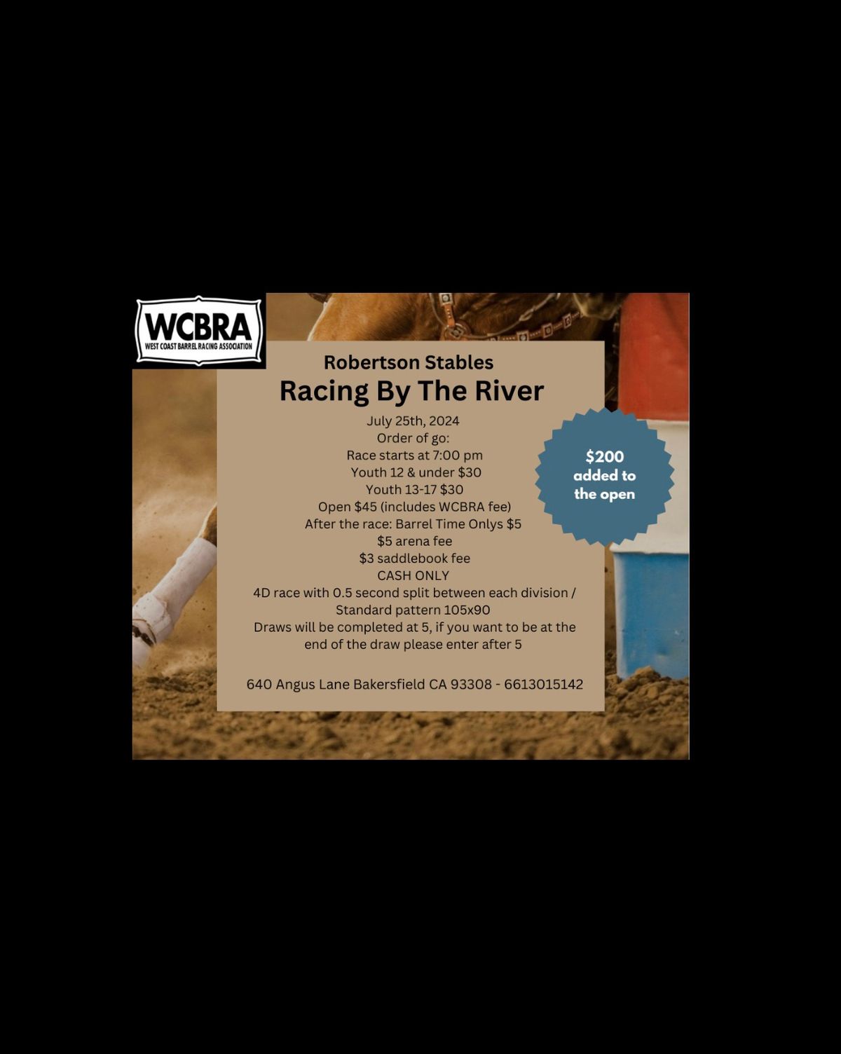 Racing By The River Barrel Race $200 added