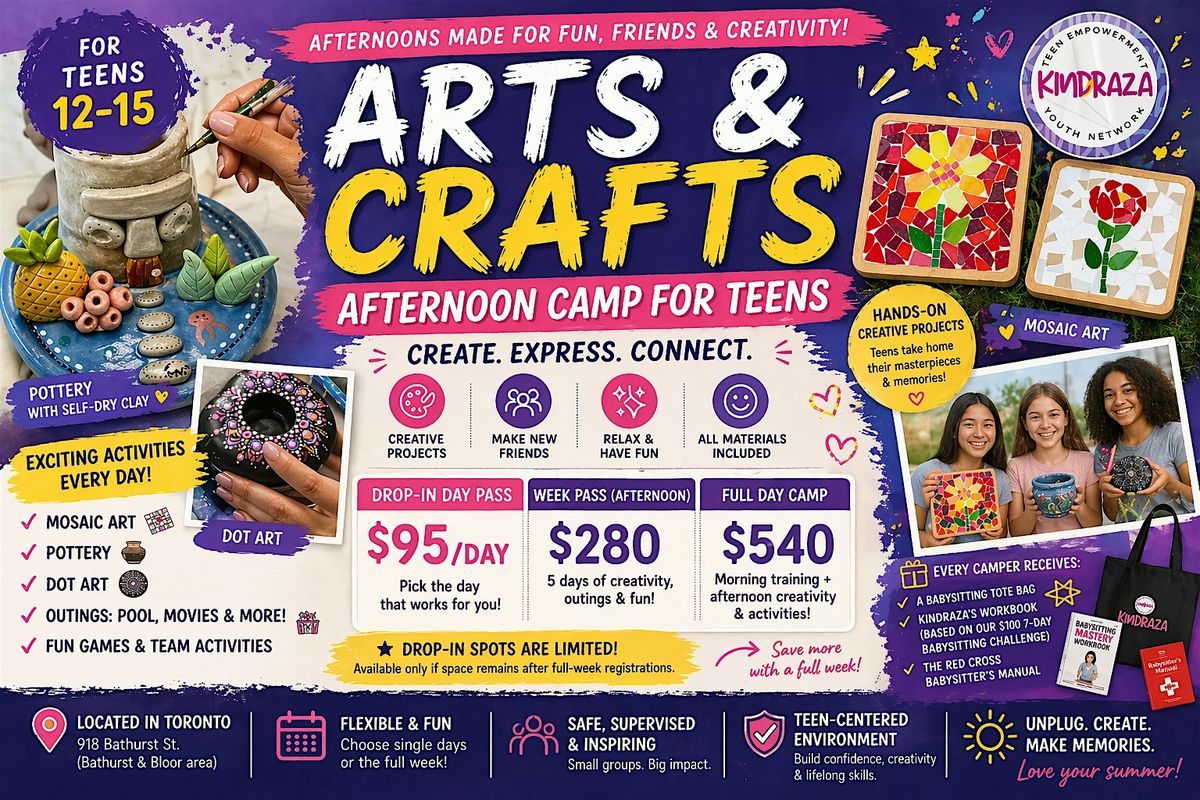 Arts & Crafts Summer Camp | Ages 12\u201315 | Toronto Afternoon Camp & Workshops