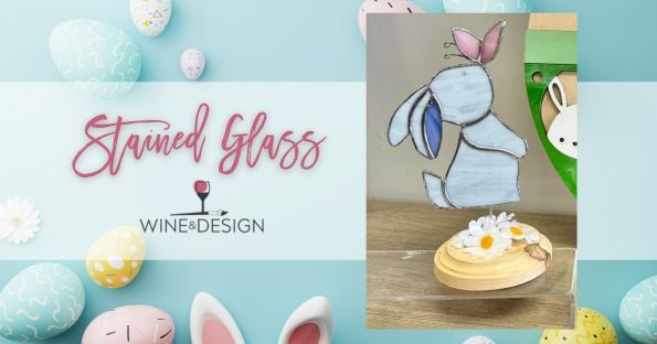 SOLD OUT ! Stained Glass Bunny & Butterfly on Wooden Stand