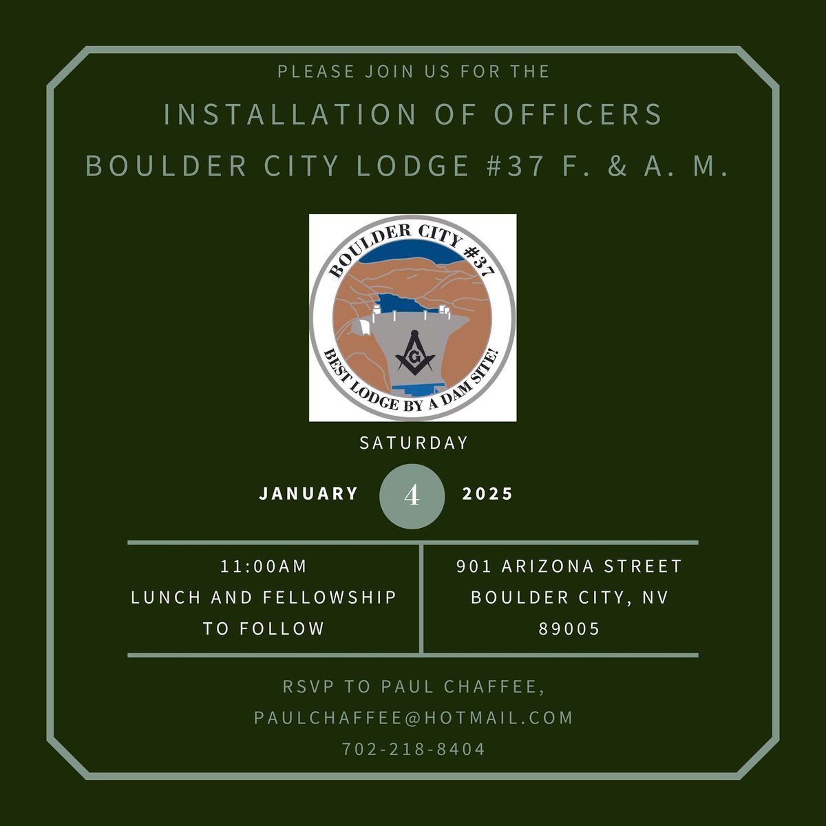 Installation of Officers of Boulder City Lodge #37