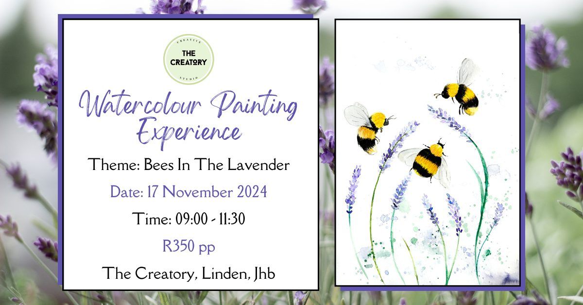 Watercolour Painting Experience: Bees In The Lavender