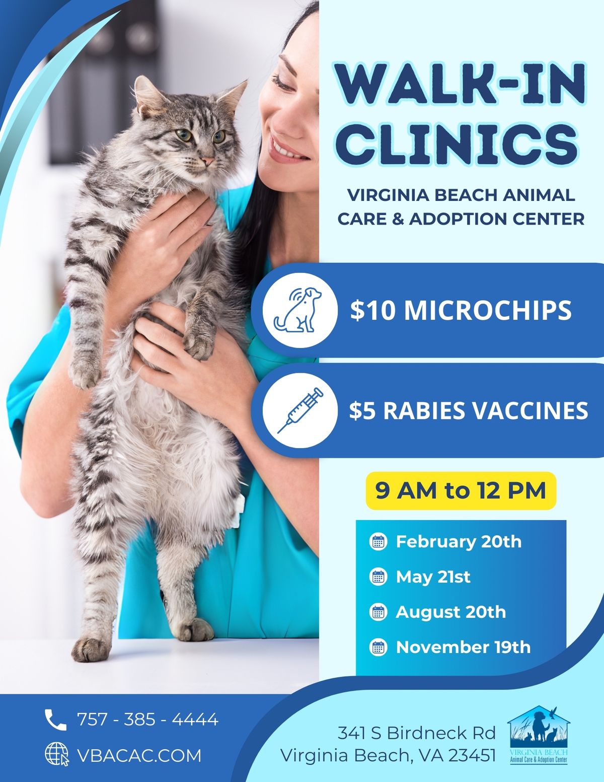 2024 Walk-In Vaccine & Microchip Clinic Series - 4 Dates