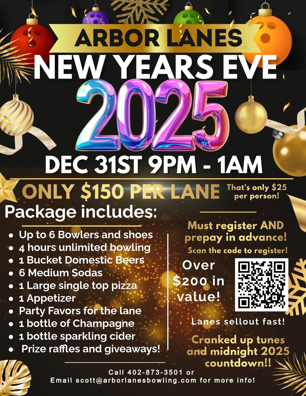 Arbor Lanes Rockin' New Years Eve 2025!