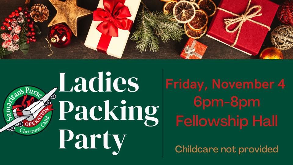 Ladies Packing Party for Operations Christmas Child Shoe Boxes!