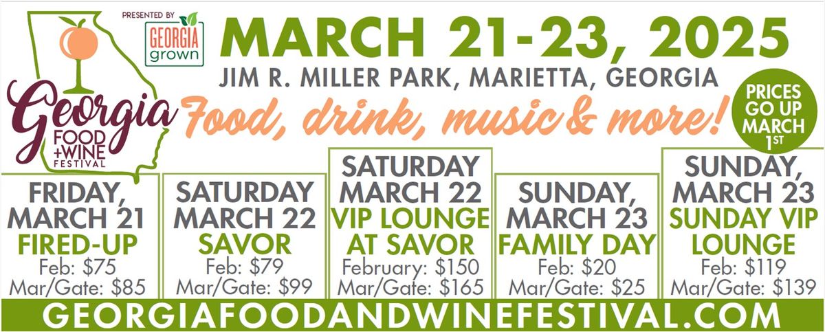 4th Annual Georgia Food + Wine Festival, presented by Georgia Grown