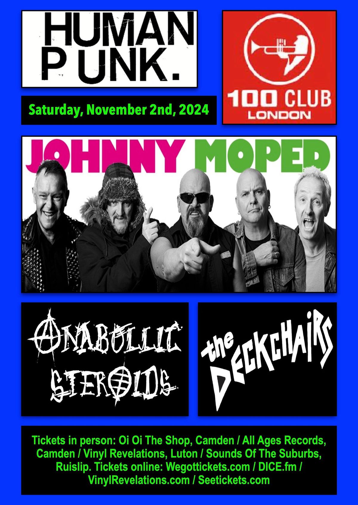 Johnny Moped live at the 100 Club, London on Saturday 2nd November 2024