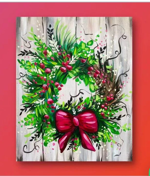 Paint with Ashley Blake \u201cHoliday Wreath\u201d Paint Night