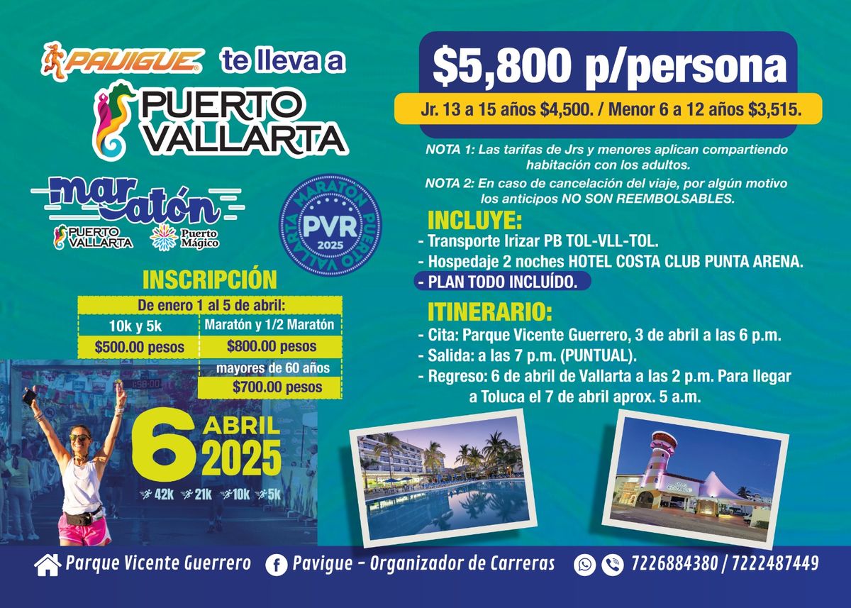 Paquete de viaje al Marat\u00f3n Puerto Vallarta