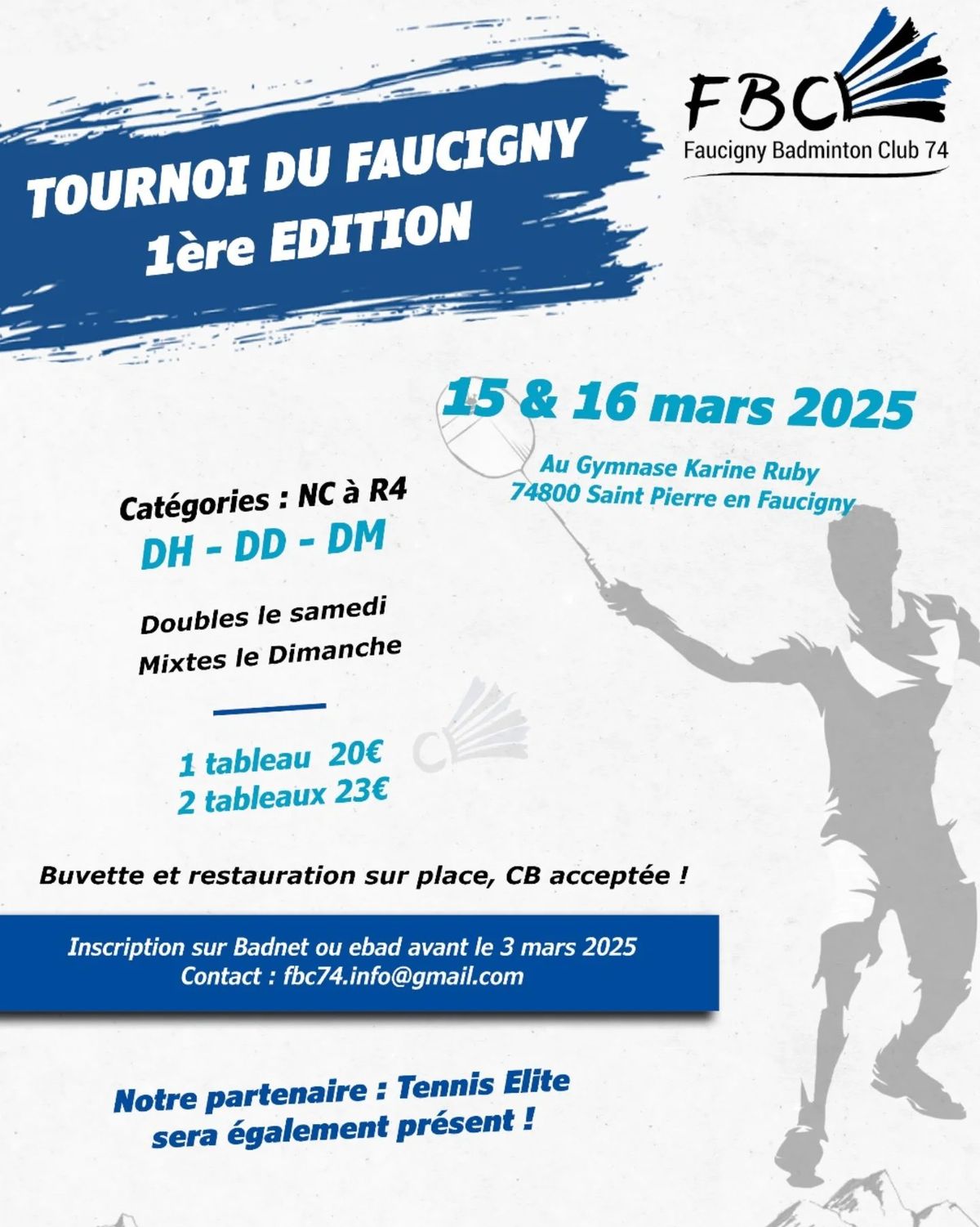 Tournoi adultes du Faucigny Badminton club (FBC 74)