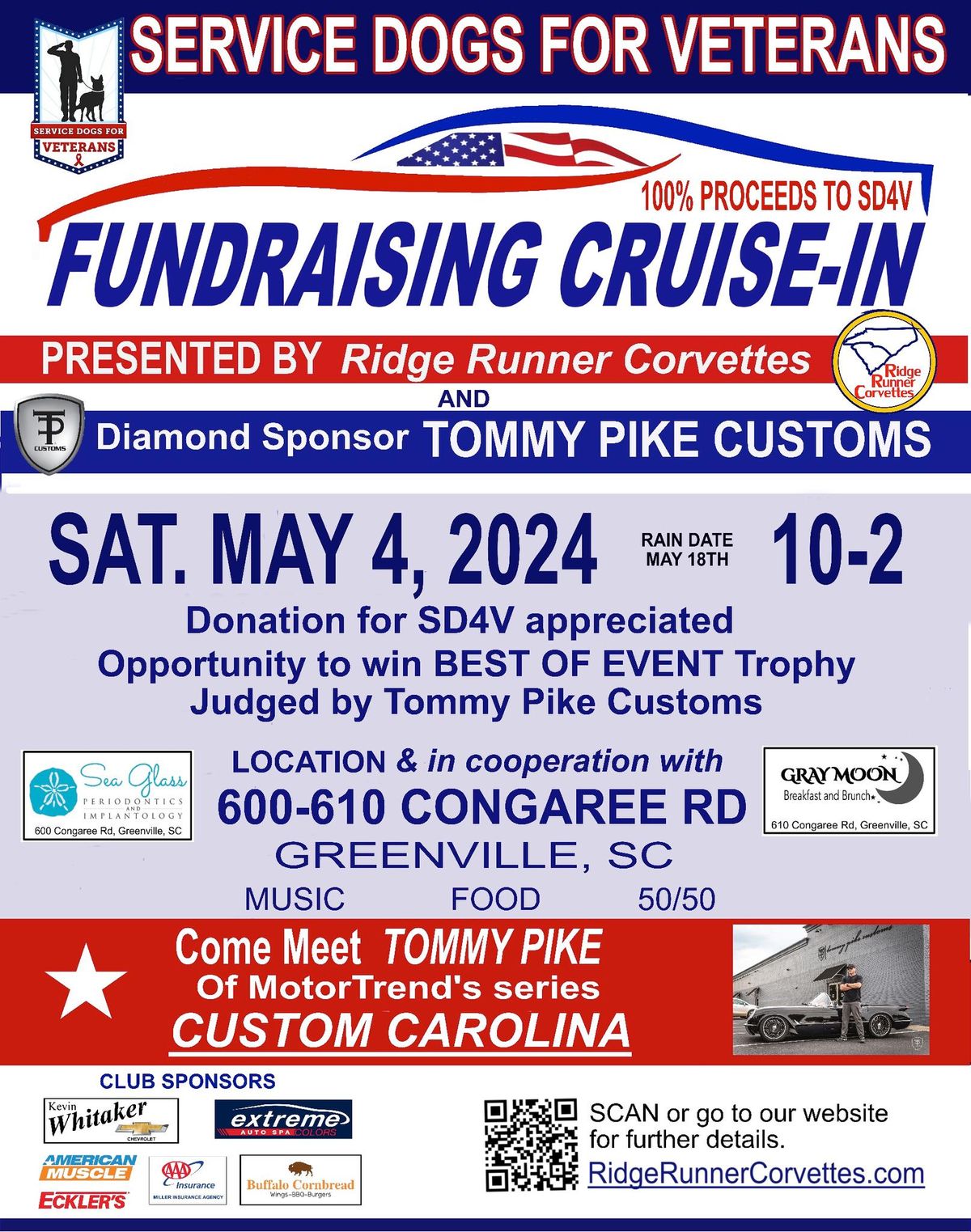FUNDRAISING CRUISE-IN for SERVICE DOGS FOR VETERANS