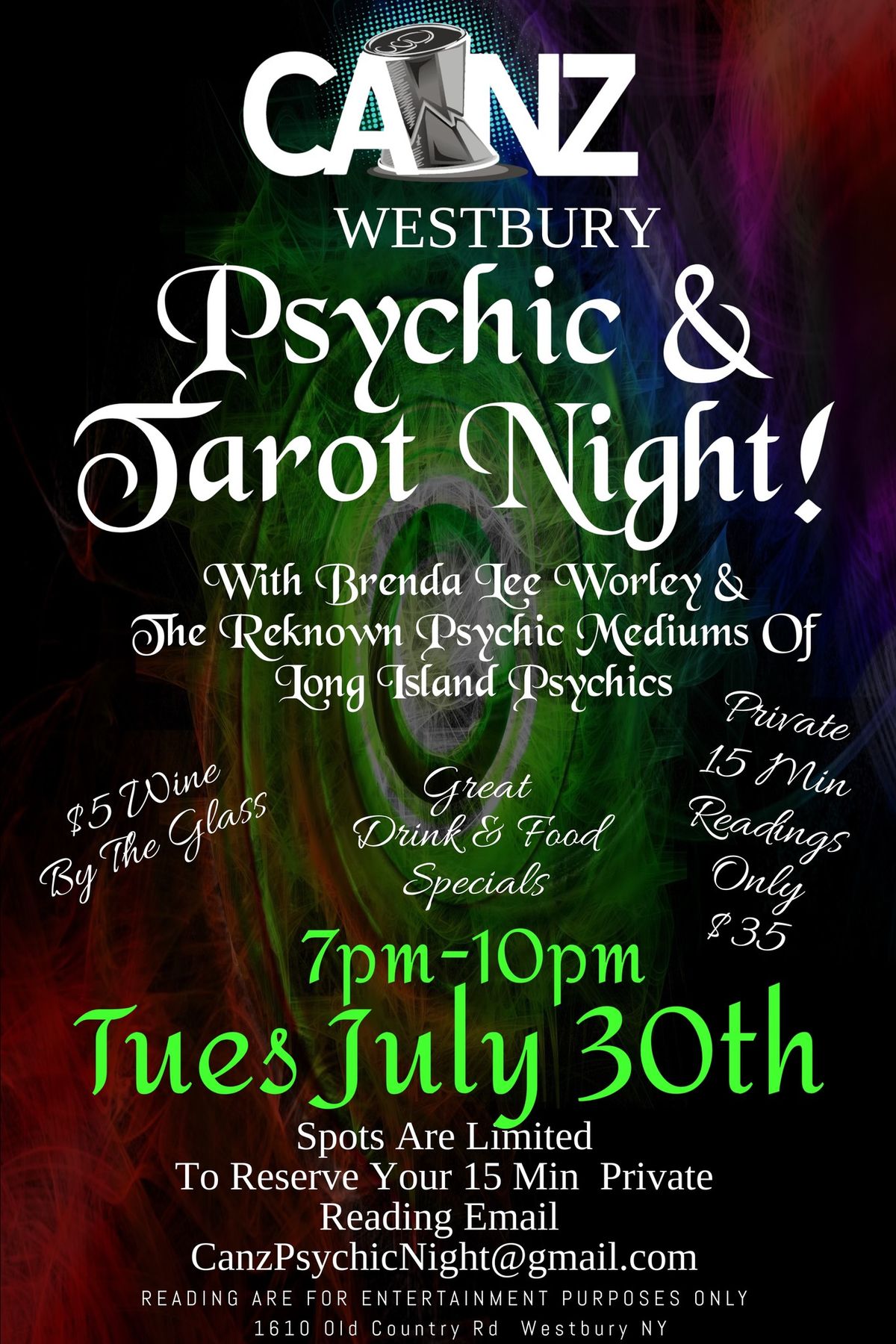 Psychic Night at Canz in Westbury, NY