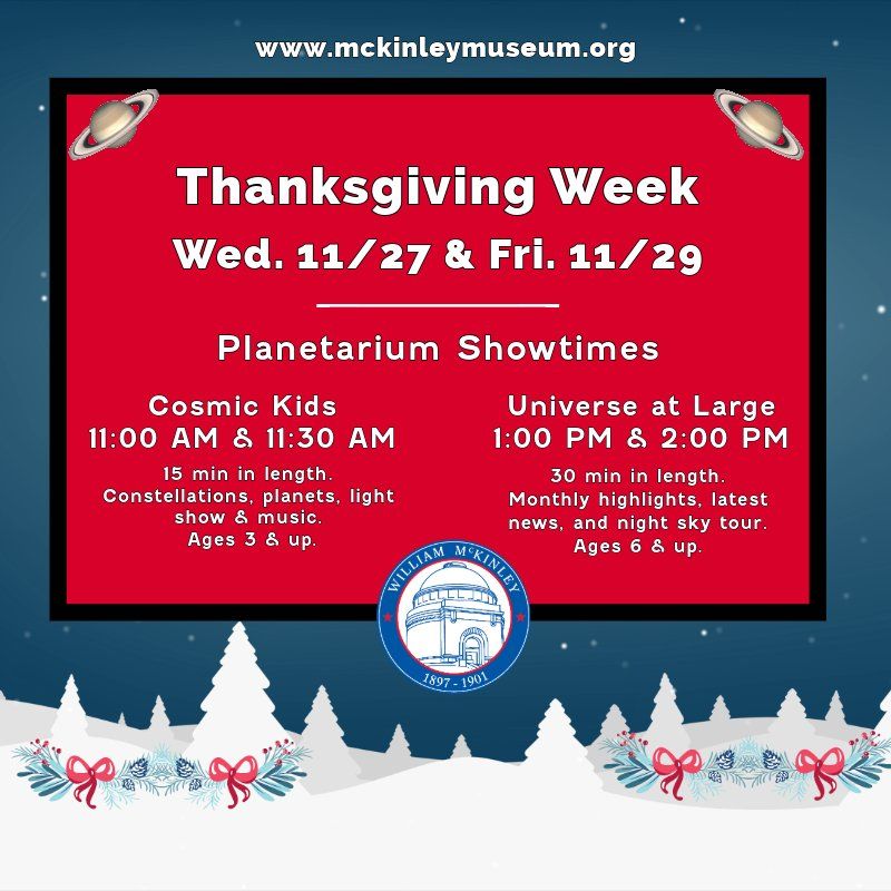 Thanksgiving Wednesday & Friday Planetarium Shows