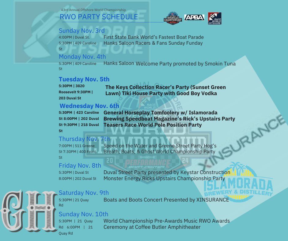 Power Boat Week Schedule