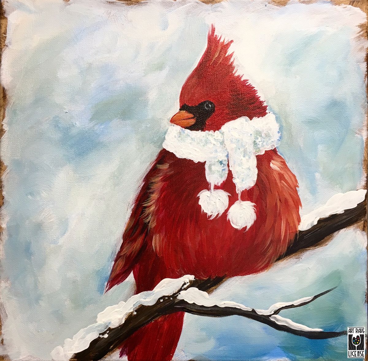 Cozy Cardinal Paint and Sip Canvas