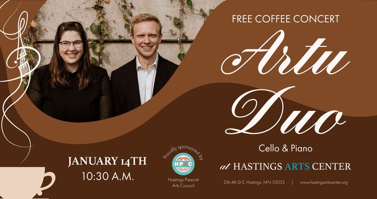 Tuesday Coffee Concert featuring cello\/piano duo, ARTU DUO