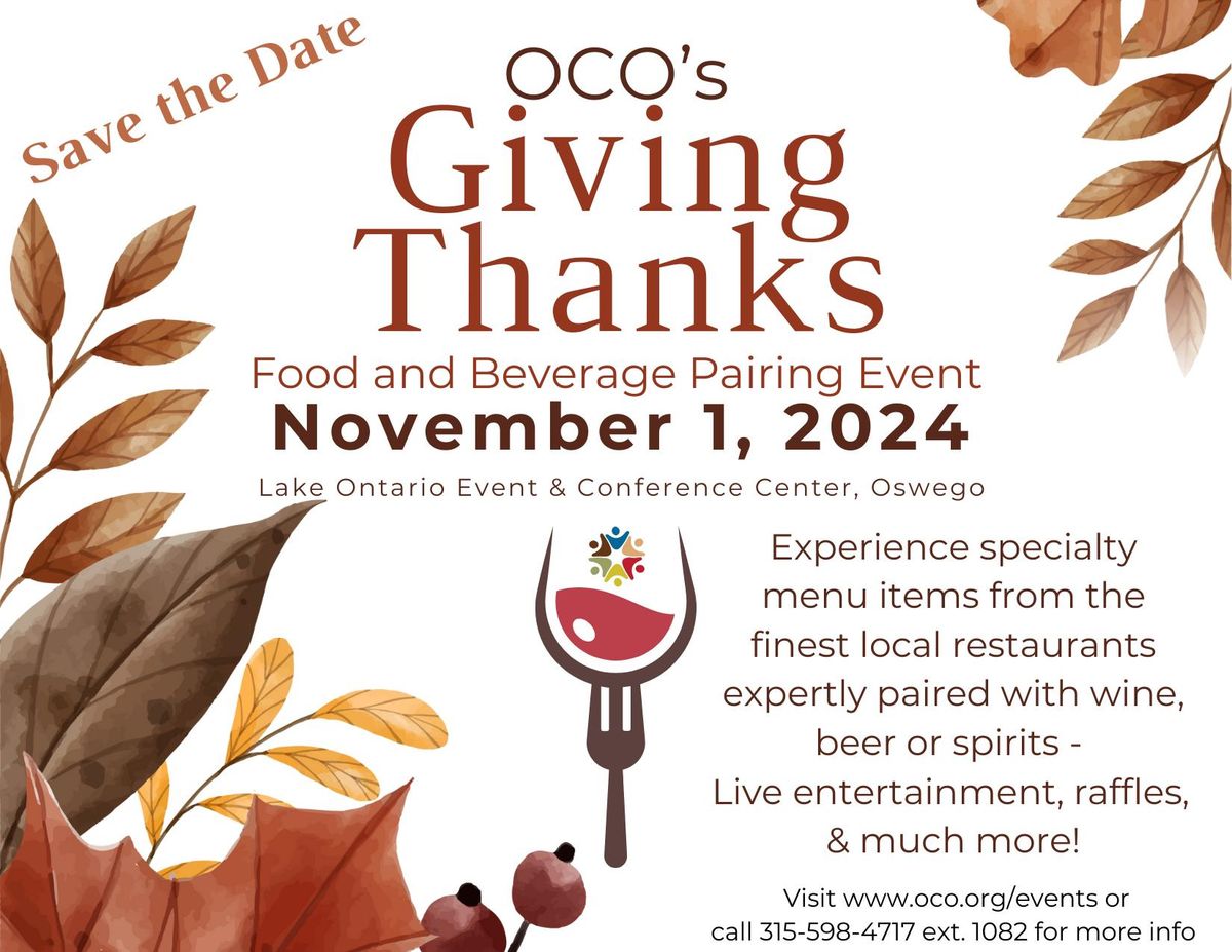 OCO's Giving Thanks Food & Beverage Pairing Event