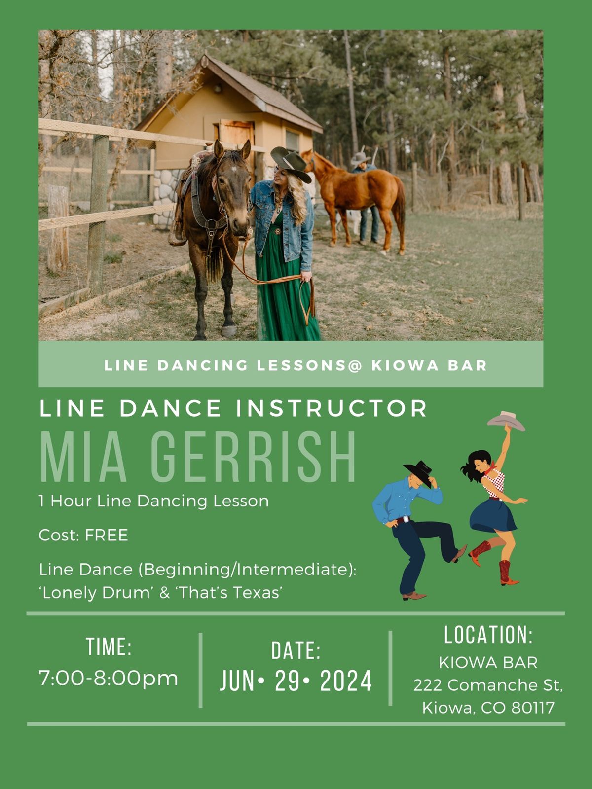 Free line dancing lessons with Mia!