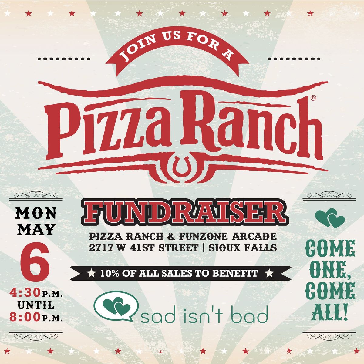 Sad Isn't Bad Pizza Ranch Fundraiser!