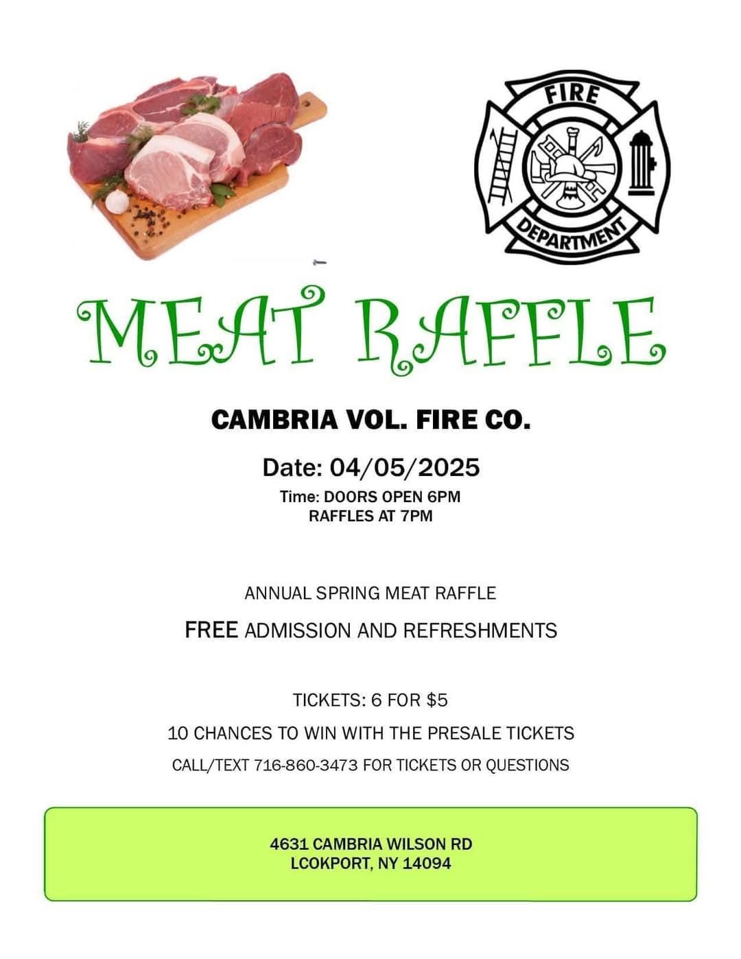 Annual Spring Meat Raffle