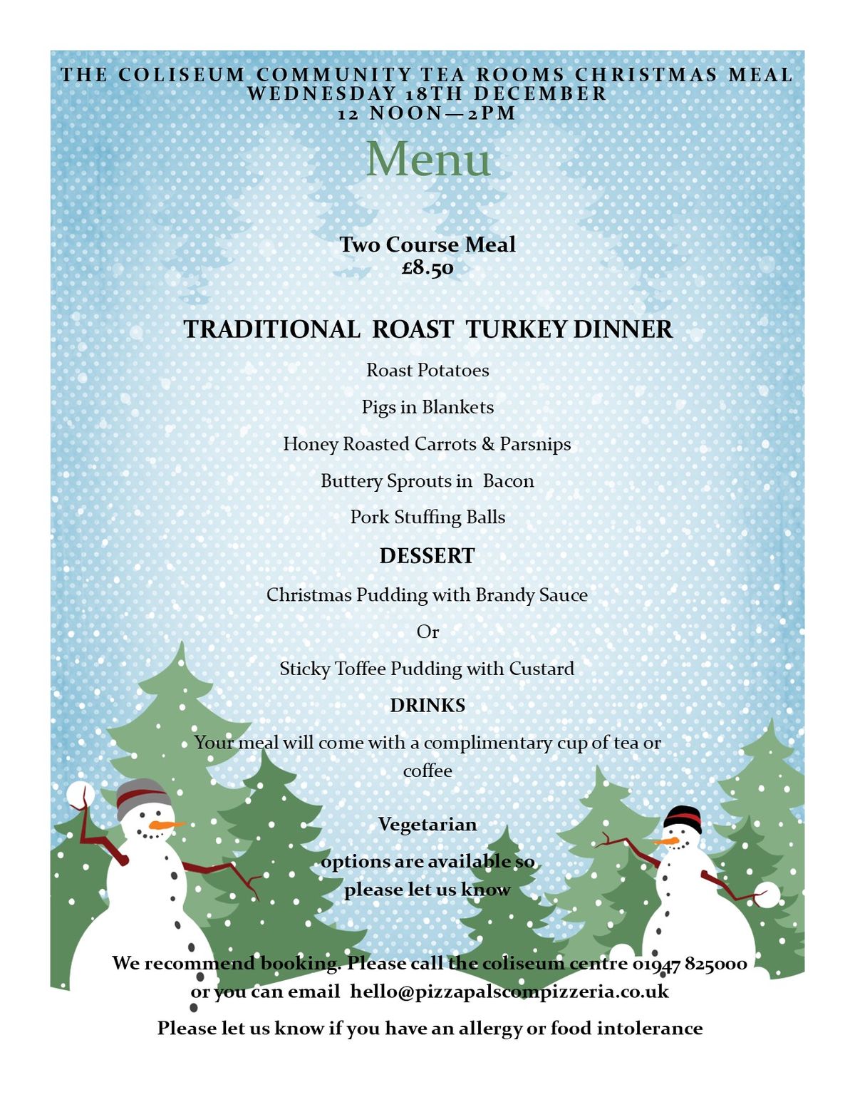 The Coliseum community tea rooms Christmas meal