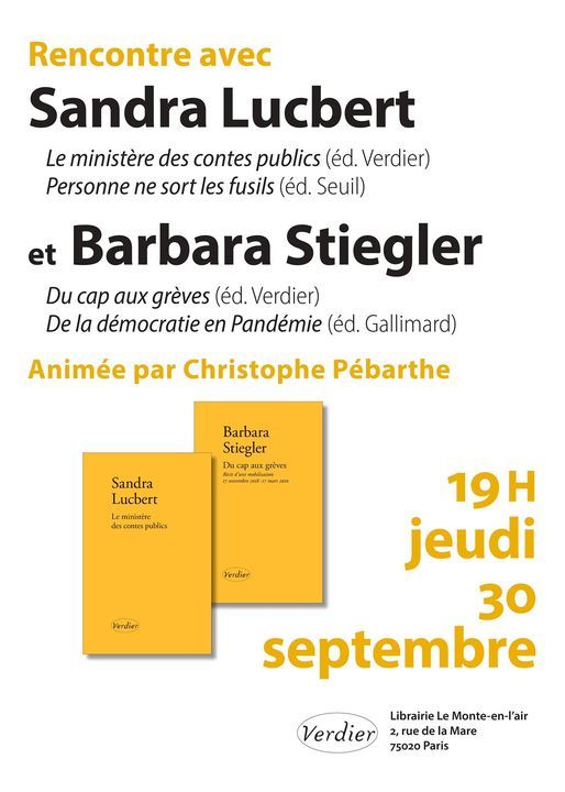 Sandra Lucbert et Barbara Stiegler \/ Verdier \/ Rencontre